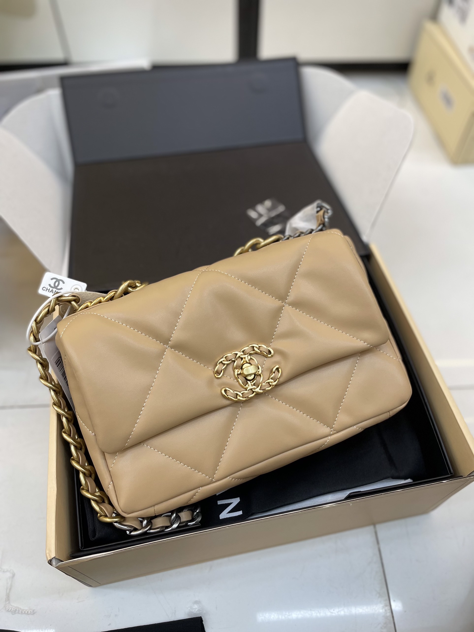Túi Xách Chanel 19 Super Small Flap Bag Dark Beige Size 26cm